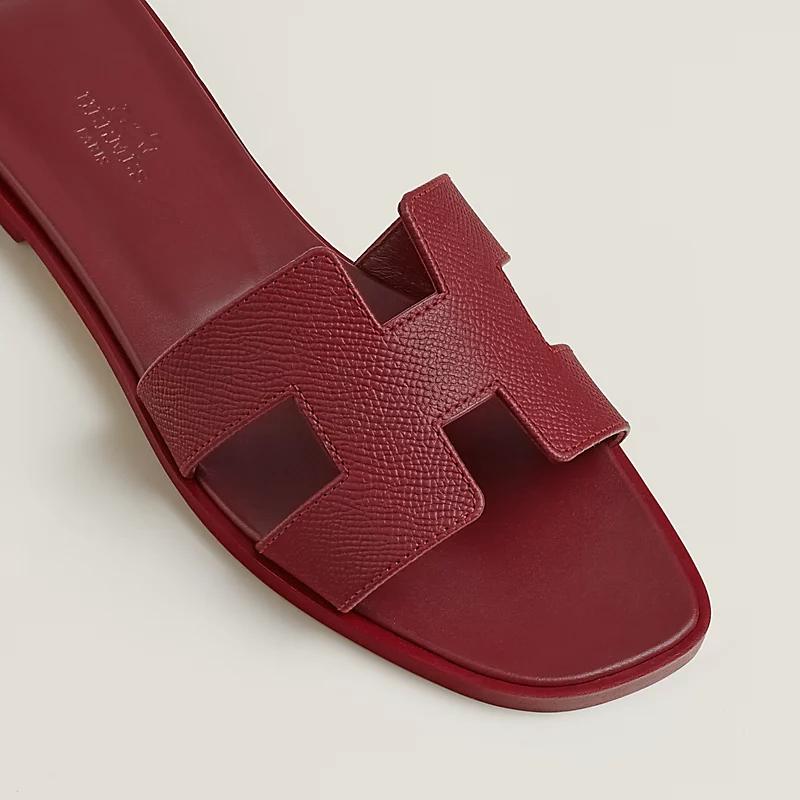 Giày Hermes Oran Sandal Nữ Đỏ Rượu